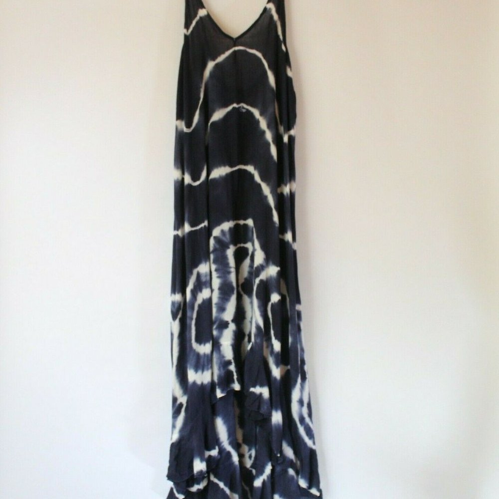 Raviya Tie Dye Handkerchief Hem Maxi Dress Swim Cover Up Blue NEW Large_2